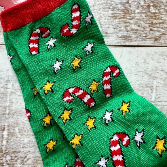 SALE! Season's Greetings Candy Cane Socks - Picture 2 of 6